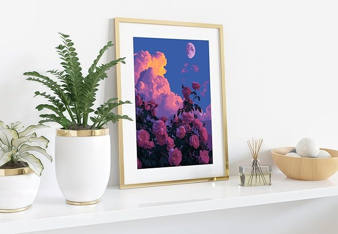 JYXSJYYD Paint by Numbers Kit for Adults Beginner,Pink Sky Rose Easy Paint by Number Kits Canvas Without Framed,DIY Acrylic Oil Painting Adults Paint by Numbers Kits for Home Decor 16x20 Inch