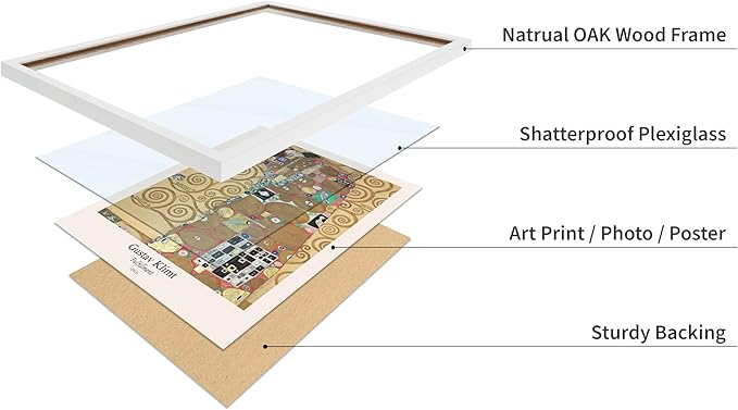 Poster Master Vintage Gustav Klimt Poster - Retro Fulfillment Print - Art Nouveau - Abstract Art - Symbolism Art - Aesthetic Art - Classic Painting - Living Room Wall Decor - 16x20 White Framed