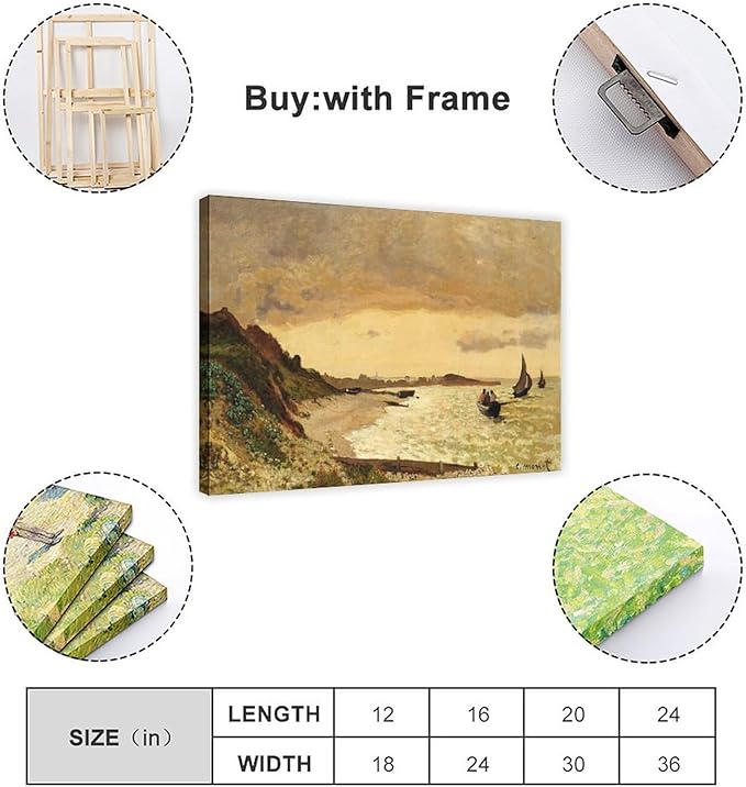 CFIOZYOS 40+ Monet Famous Print Posters The Coast at Sainte-Adresse by Claude Monet Impressionism Poster for Teen Boys Room Wall Art Canvas Painting Print Frame 12×18inch(30×45cm)