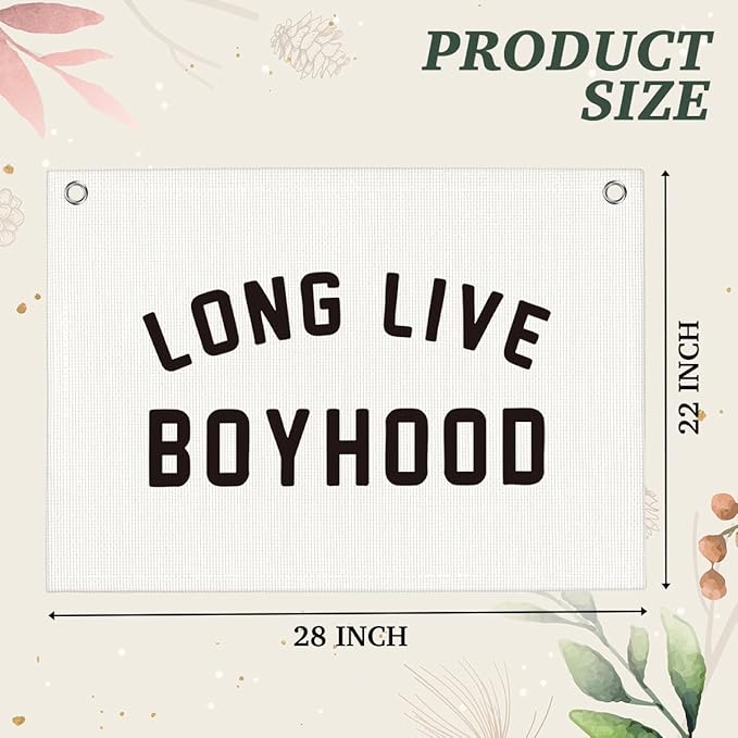 Cute Long Live Boyhood Boys Room Playroom Wall Decor Vintage Sports Decor for Nursery Playroom Kids Bedroom Dorm Toddler Decorations 22x28 Inch