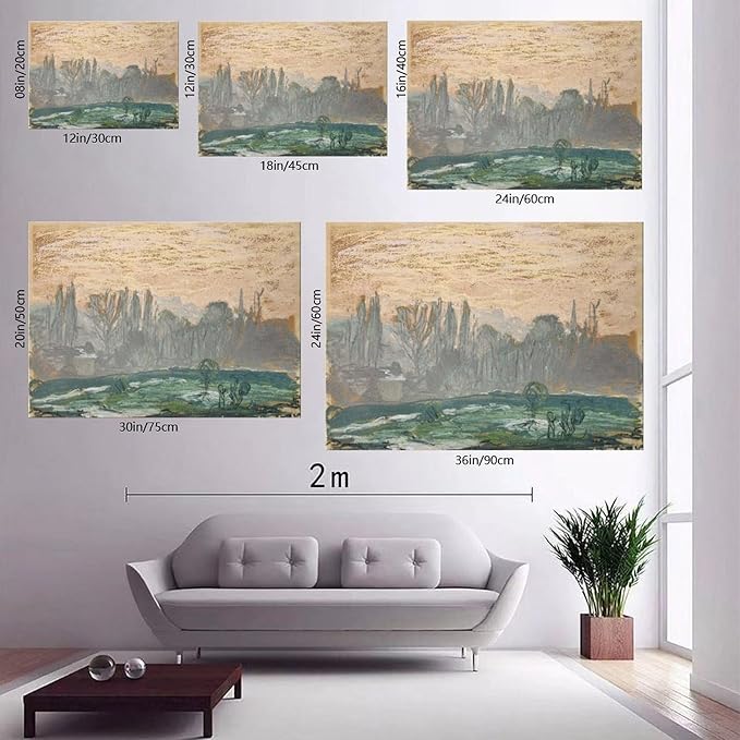 40+ Monet Famous Print Posters Winter Landscape with Evening Sky by Claude Monet Impressionism Canvas Art Poster And Wall Art Picture Print Modern Family Bedroom Decor Posters Frame 12×18inch(30×45cm)