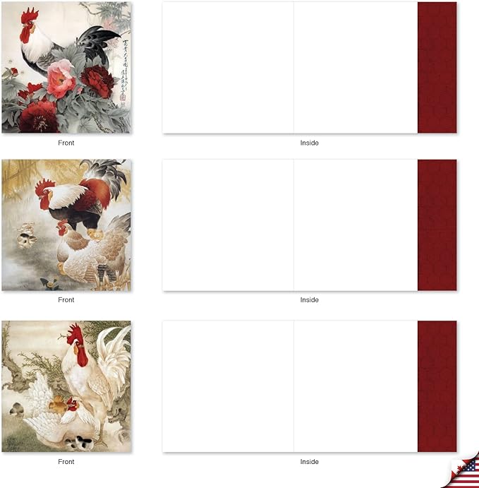 The Best Card Company - 10 Bird Note Cards Blank (4 x 5.12 Inch) - All Occasion Cards with Envelopes, Boxed Set - General Tso’s Chicken MQ4940OCB-B1x10