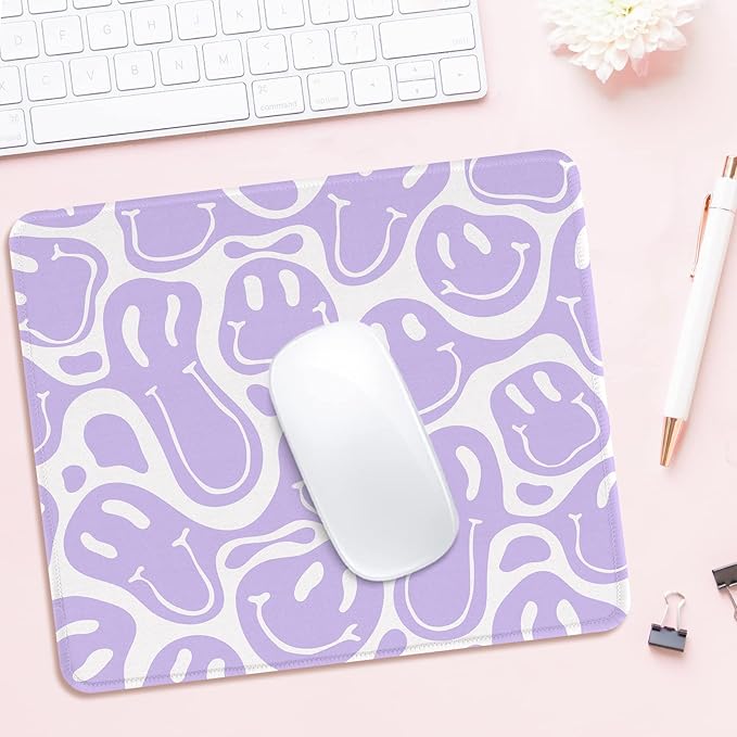 Seorsok Square Mouse Pad Cute Retro Smiley Hippie,Office Home Personalized Premium-Textured Mouse Mat Design,Waterproof Mousepad,Non-Slip Rubber Base Computer Mouse Pads for Wireless Mouse