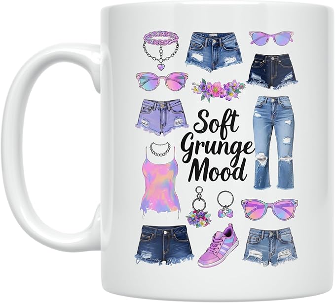 Soft Grunge Aesthetic - Alternative Style - 11 oz White Ceramic Coffee Mug - Edgy Design