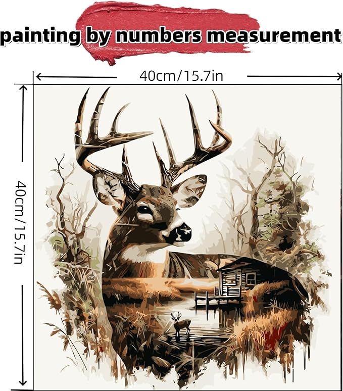 JYXSJYYD Paint by Numbers Kit for Adults Beginner,Deer Easy Paint by Number Kits Canvas Without Framed,DIY Acrylic Oil Painting Adults Paint by Numbers Kits for Home Wall Decor 16x16 Inch.
