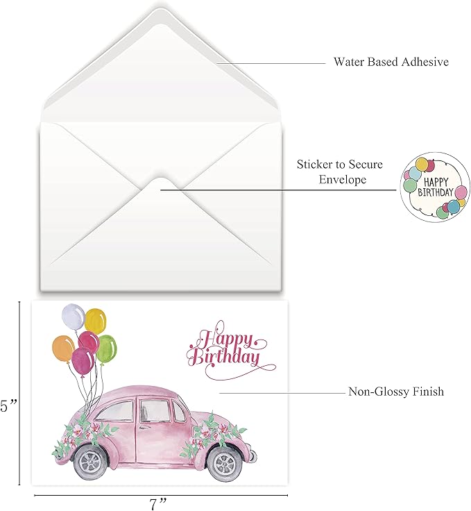 80 Unique Birthday Cards- Happy Birthday Cards Bulk With Greetings Inside – Assorted Envelopes and Stickers -Large 5 x 7 inches- Greeting Box Set