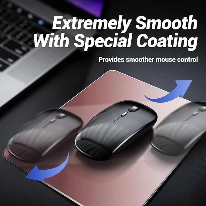 HONKID Metal Aluminum Mouse Pad Pink, Office and Gaming Thin Hard Mouse Mat Double Sided Waterproof Fast and Accurate Control Mousepad for Laptop, Computer and PC,9.06"x7.08",Rose Gold