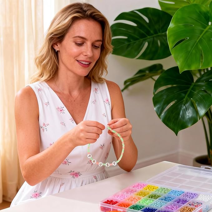 Glass Seed Beads for Jewelry Making, 8800pcs 3mm Small Beads for Bracelets, Friendship Bead Bracelet Kit for Valentine's Day DIY Crafts Gifts, Women, Adults
