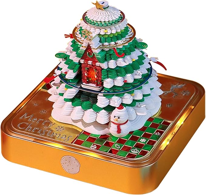 Time Piece Calendar 2025, 3D Memo Pads Paper Desk Calendar with LED Light, Tear Away Digital Calendar, Creative Carving Gift Desktop Decoration, Christmas Gift