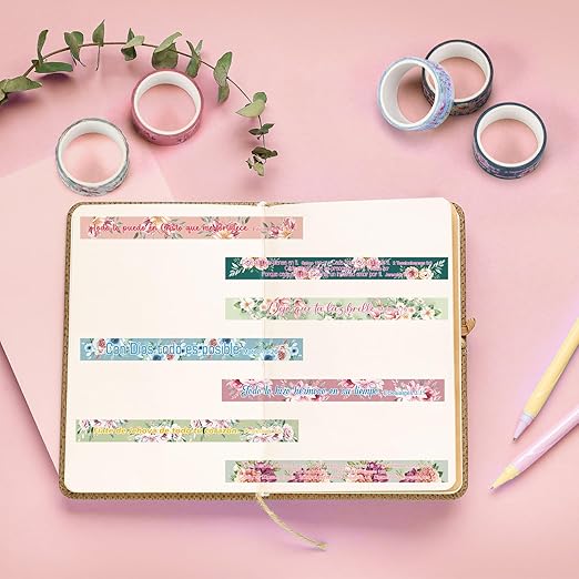 Janlaugh 24 Rolls Christian Washi Tape Gifts Bulk Religious Inspirational Scripture Supplies Bible Verse Tape for Bible Study Journaling Crafting Christmas Stocking Stuffers Gift(Spanish)