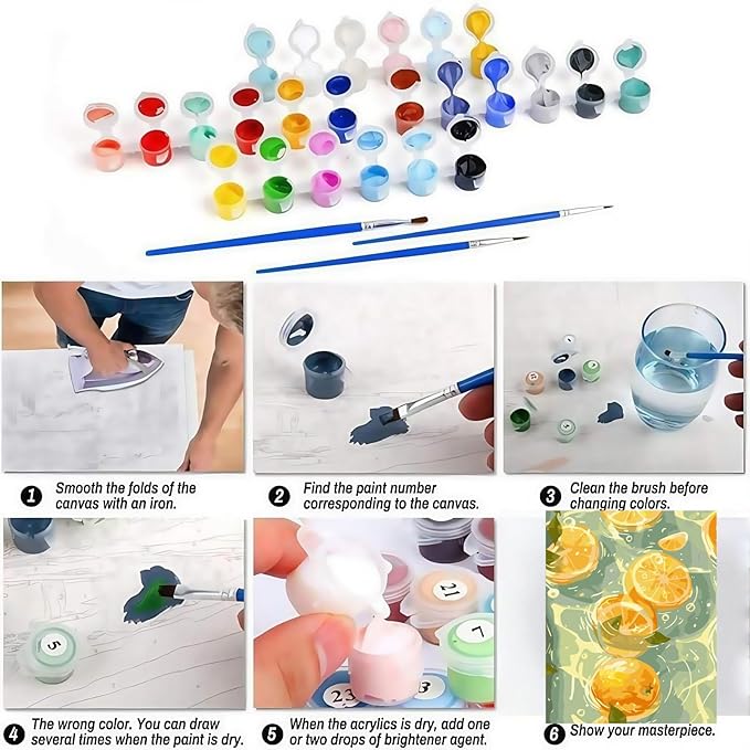 CSZPPQAF Paint by Numbers Kit for Adults Beginner, Fruit Lemon Paint by Number Kits on Canvas, DIY Easy Acrylic Watercolor Oil Painting by Numbers for Home Wall Decor 12X16inch