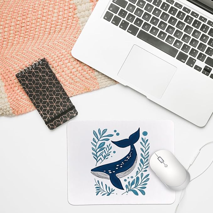 Rusenbao Cute Shark Mouse Pad, Cute Small Ocean Mouse Pads for Desk, Shark Gifts for Women, Gaming Mousepad for Non-Slip Base, Computer, Office, Laptop, 9.5x7.9 Inch