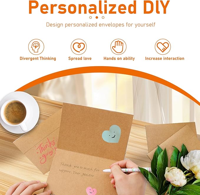 Brown Greeting Cards and Envelopes 5 x 7 Blank 300GSM Printable Folded Cardstock and A7 Envelopes Self Seal 20 packs for Invitations, Mailing, Thank You Cards, Birthday