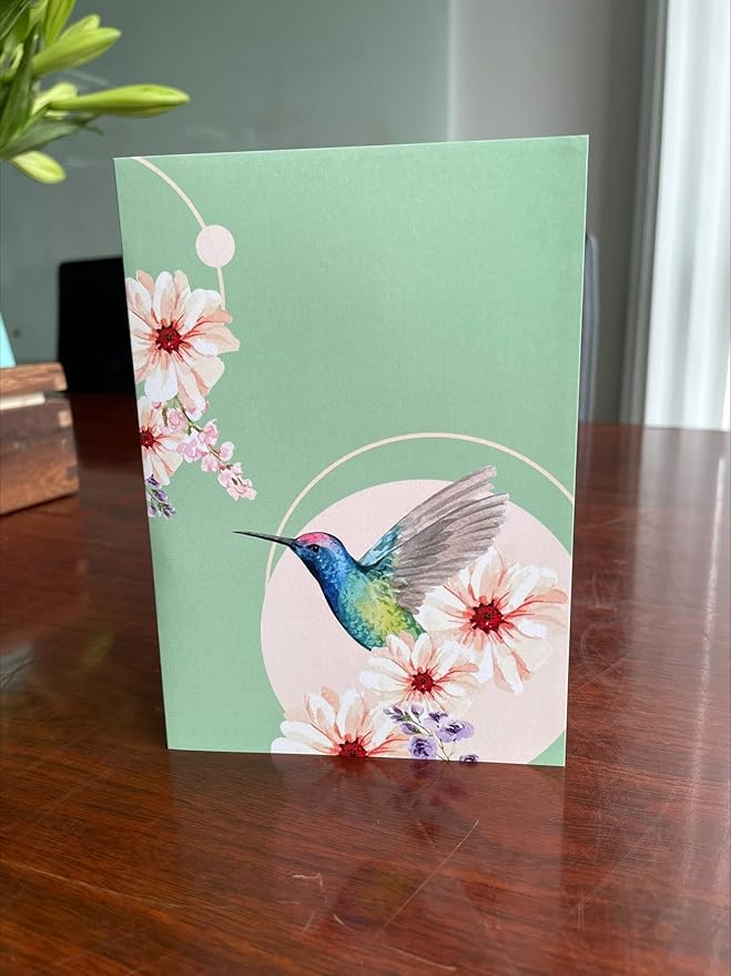 ETA 3D Pop Up Greeting Card – Hummingbird with Pink Hibiscus Flower, Handmade Nature & Floral Card, Birthday, Mother’s Day, Thank You & Garden Lover Gift with Envelope F35