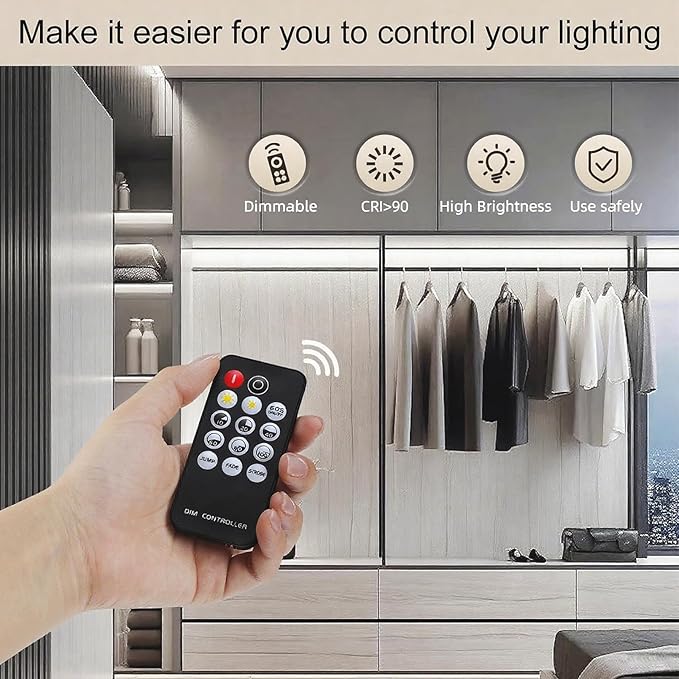 24V COB LED Strip, LED Strip for Bedroom, 16.4FT Remote Control LED Strips, White LED Light Strip, COB Flexible Light for Bedroom Cabinet Vanity Mirror DIY Lighting