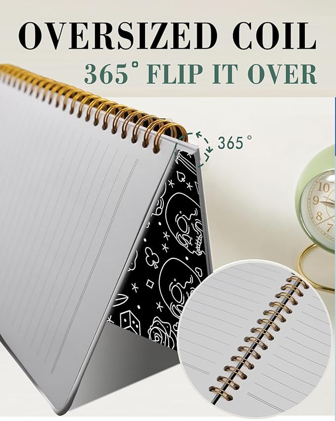 Spiral Journal Notebook,A5 Hardcover Lined Journals for Women 6 x 8.3 in,60 Sheets 120 Pages Thick Paper,Cute College Ruled Writing Notebook for Office Work School(Skull Head Rose)