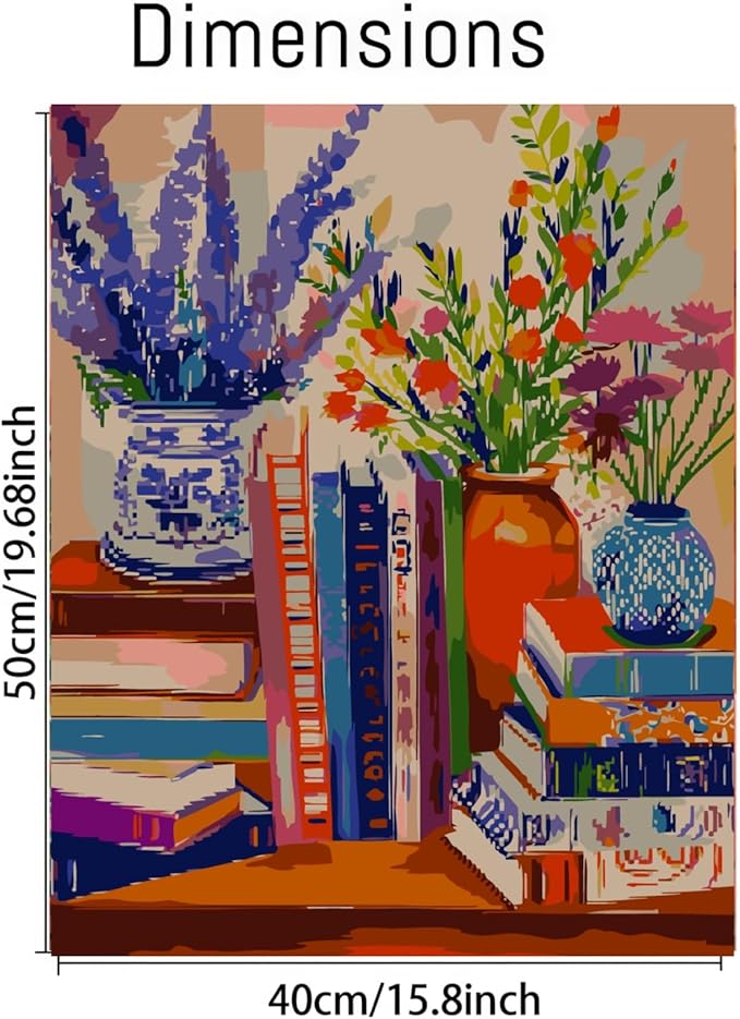 CSZPPQAF Paint by Numbers Kit for Adults Beginner, Flower Book Paint by Number Kits on Canvas, DIY Easy Acrylic Watercolor Oil Painting by Numbers for Home Wall Decor 16X20inch