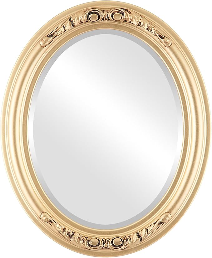 OVALCREST Oval Beveled Wall Mirror for Home Decor - Florence Style - Gold Spray - 20" x 16"