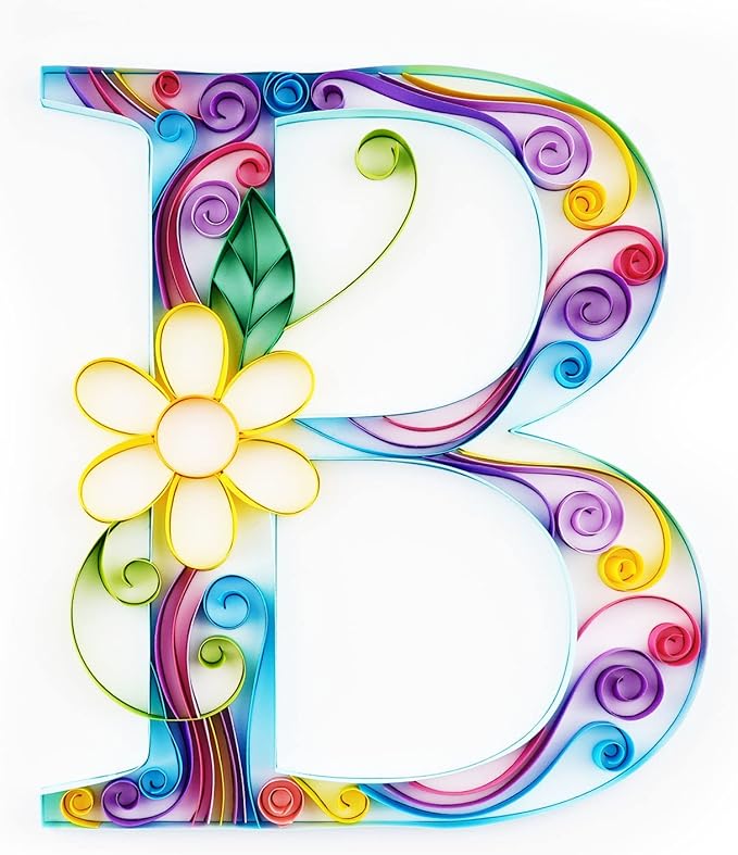 Uniquilling Quilling Kit, 8 * 10-in Letters B Paper Filigree Kits with Quilling Tools& Using Manual, Paper Quilling Kits, DIY Quilling Artwork Modern Wall Art for Living Room