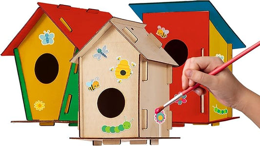 9 DIY Bird House Kits For Children to Build - Wood Birdhouse For Kids to Paint - Unfinished Bird Houses for Kids - Wood Craft Project Kits - Summer Crafts for Girls & Boys, Classroom & Church Activity