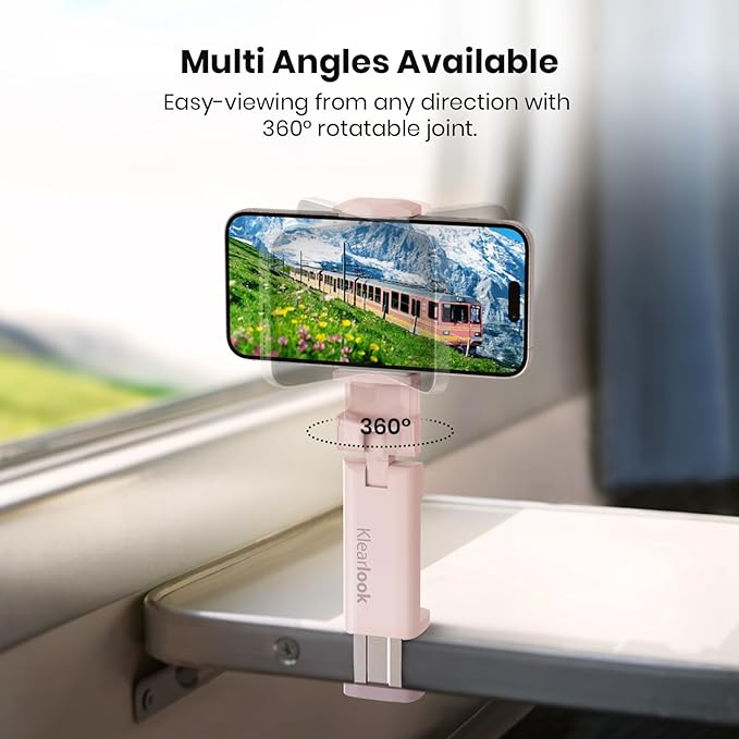 2 PCs Airplane Phone Holder for Christmas Stocking Stuffers, Klearlook 360° Rotation Travel Essentials Phone Mount for Desk, Handsfree Flexible Travel Accessories for Flying, Valentines Day Gift