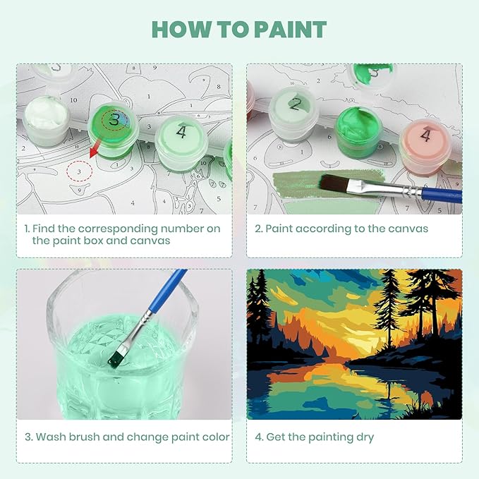 MXJSUA Starry Sky Framed Paint by Numbers for Adults Beginners, Easy Adults' Paint-by-Number Kits on Canvas with Easel, Landscape Acrylic Number Painting Crafts Kits Gifts for Home Decor, 8x10inch