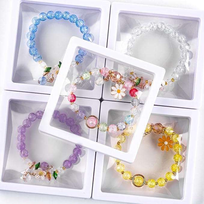 XSEINO 2400 Pieces 8mm Crack Glass Beads for Jewelry Making,48 Dazzling Colors Round Glass Beads for Making and DIY Crafts