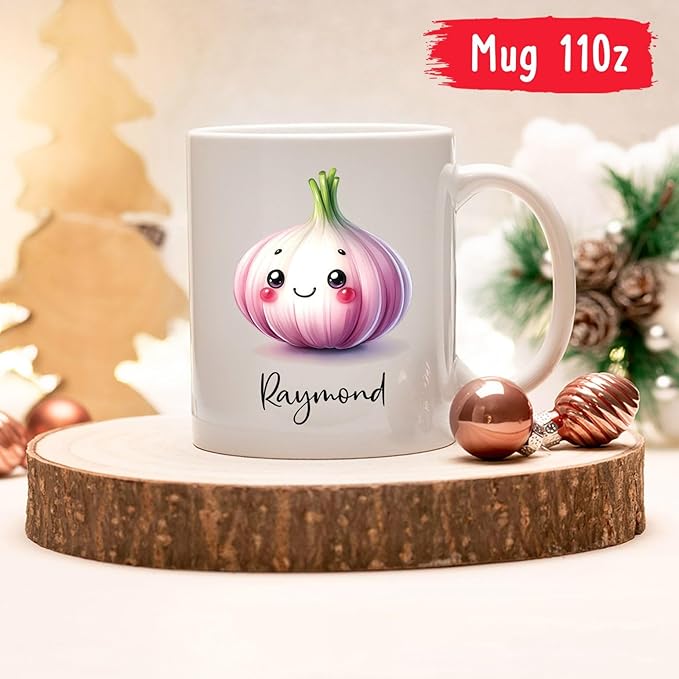 Garlic Mug, Garlic Gift Ideas, Personalized Garlic Coffee Mug Gift With Garlic Lover Name, Cute Cartoon Garlic Ceramic Tea Cup Gifts For Men Women, Custom Name Vegetable Travel Mugs 11oz 15oz