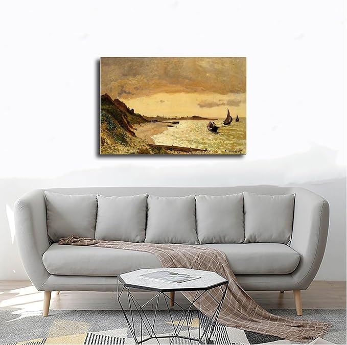 CFIOZYOS 40+ Monet Famous Print Posters The Coast at Sainte-Adresse by Claude Monet Impressionism Poster for Teen Boys Room Wall Art Canvas Painting Print Frame 12×18inch(30×45cm)