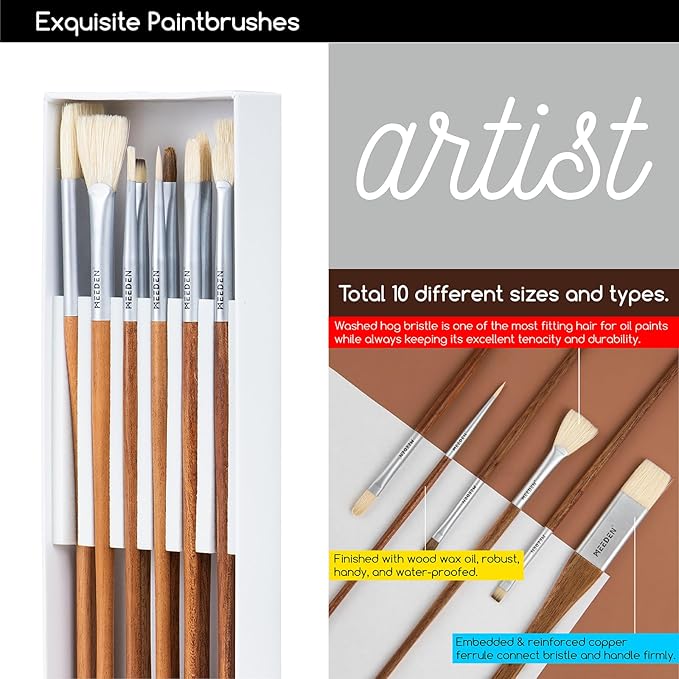 MEEDEN Oil Painting Kit, Painting Sets with Sketch Easel Box, Professional Art Paint Supplies Kit with Paint Brushes, Palette Knives, Canvases for Painting Supplies for Adults