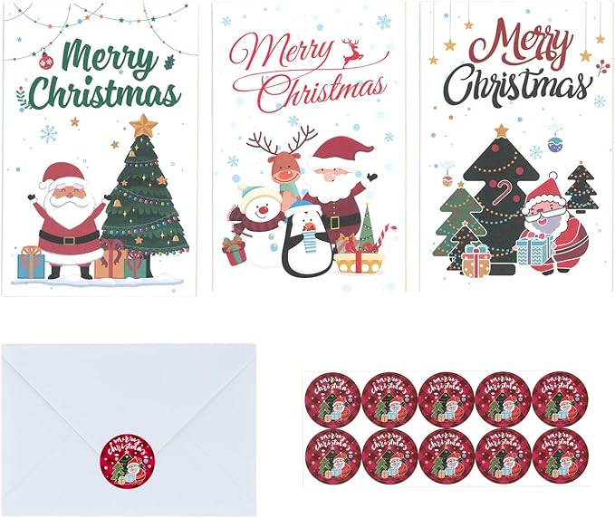24 Pack of Christmas Cards Holiday Greeting Cards with Envelopes & Stickers 4 x 6 inch Winter Blank Note Cards for Xmas Holiday Party Invitation Supplies