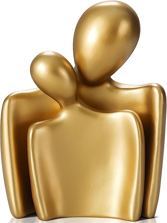 Love Couple Statue-8 Inch, Suitable for Home Modern Art Decor Sculpture Placed in TV Stand, Living Room, Bookshelf, Bedroom for Valentine's Day, Wedding, Anniversary(Gold)
