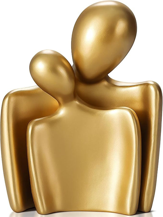Love Couple Statue-8 Inch, Suitable for Home Modern Art Decor Sculpture Placed in TV Stand, Living Room, Bookshelf, Bedroom for Valentine's Day, Wedding, Anniversary(Gold)