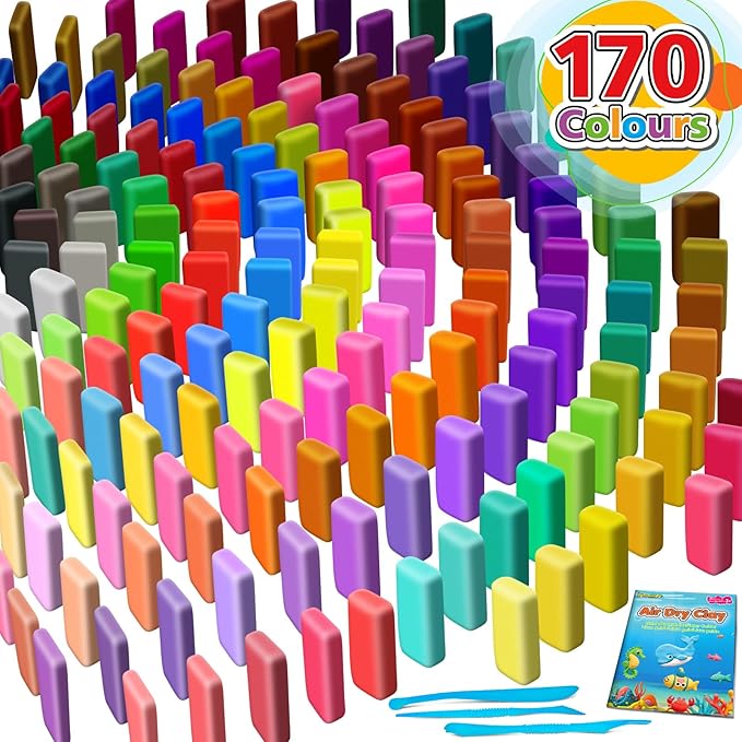 Air Dry Clay 170 Colors, Modeling Clay for Kids, DIY Molding Magic Toy with Tools, Gift for Kids Boys Girls