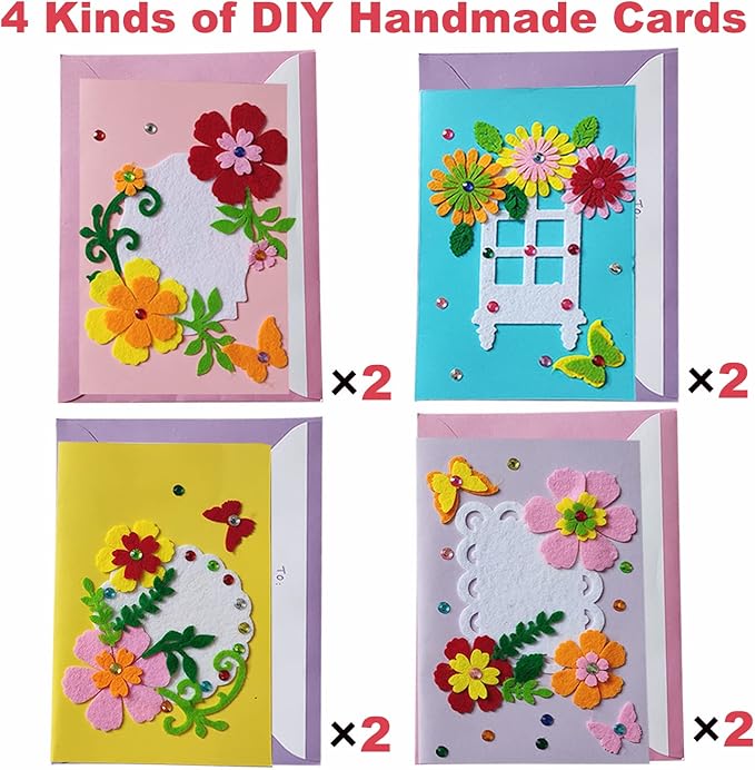 EAJASUCE 8 Set Card Making Kit, Greeting Card Making Kits, Craft DIY Handmade Card Making Supplies Thank You Cards Art Crafts for Kids Christmas Birthday