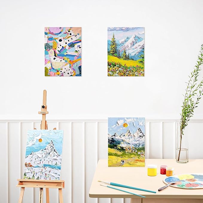 12x16 Canvas for Painting - Artist-Grade Blank Canvases Boards & Panels, Premium White Flat Canvas Bundle for Kids & Adults (6 Pack)