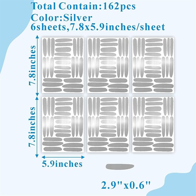 162pcs Stripe Wall Decals Silver Acrylic Mirror Wall Decor Stickers Mirror Tiles for Walls Accent Peel and Stick Decals Irregular Stripe Vinyl Murals for Living Room Bathroom Office Farmhouse Decor