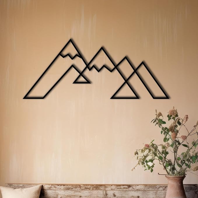 DecoSoul Mountain Metal Wall Art Decor, Large Metal Mountain Wall Art, Snowy Range View Wall Decoration, Minimalist Home Decor, Nature Decorations, Office Art, Housewarming Gift