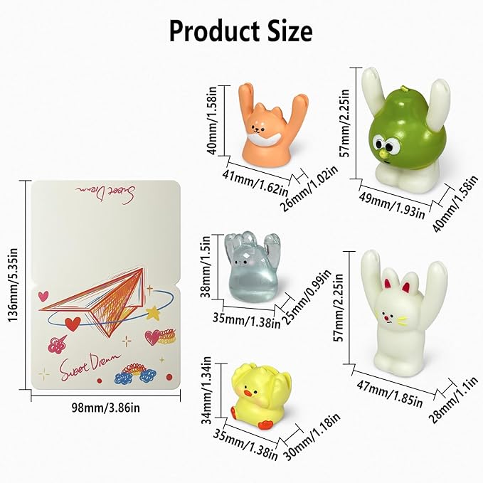 Geiomoo Mini Resin Gifts with Greeting Cards, Cute Embellishments Ornament Set for Craft Party Decor (24 Pack+30 Pcs Cards)