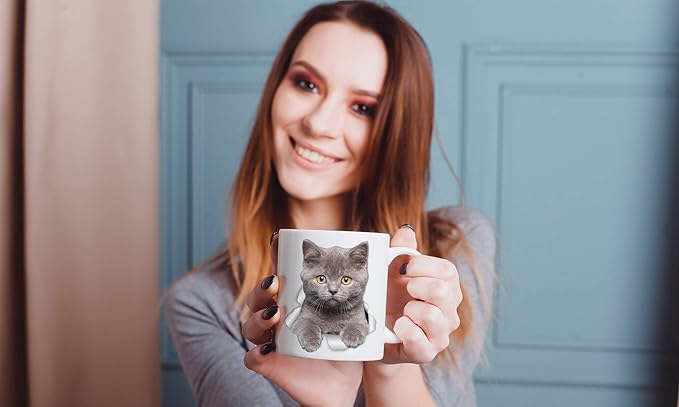 Winston & Bear British Shorthair Cat Mug - Grey Kitten Ceramic Coffee Mug - Perfect British Shorthair Cat Gifts - Funny British Shorthair Kitty Cat Coffee Mug for Cat Lovers (15oz)