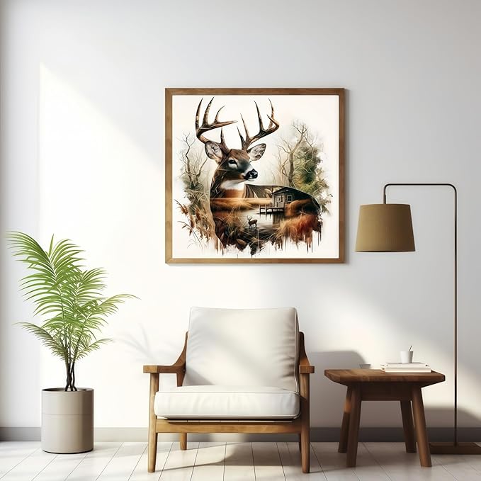 JYXSJYYD Paint by Numbers Kit for Adults Beginner,Deer Easy Paint by Number Kits Canvas Without Framed,DIY Acrylic Oil Painting Adults Paint by Numbers Kits for Home Wall Decor 16x16 Inch.