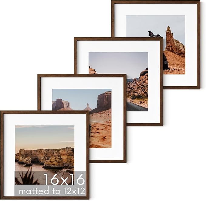 HAUS AND HUES Walnut Square Frames Set of 4-16x16
