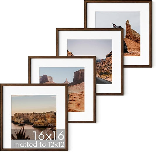 HAUS AND HUES Walnut Square Frames Set of 4-16x16