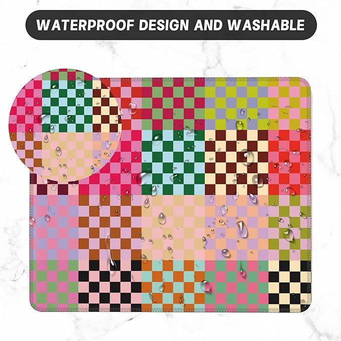 Mouse Pad, Retro Colored Checkered Mouse Pads for Desk,Waterproof Anti-Slip Rubber Gaming Mouse pad with Stitched Edges for Gaming Office Laptop Computer Men Women
