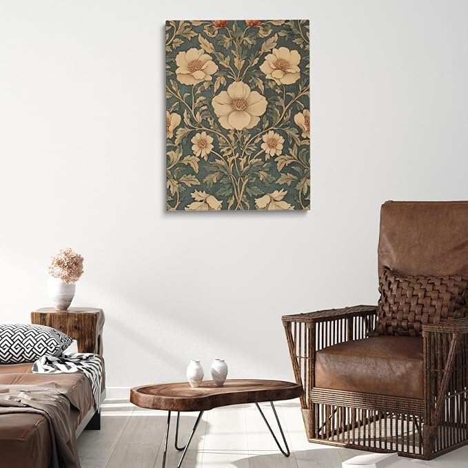 William Morris Wall Art,Floral Pattern Vintage Poster Wall Decor,Vintage Wall Art Vintage Canvas Poster William Morris Floral Art Minimalist Decor for Home Office Living Room 24x36in Unframed poster