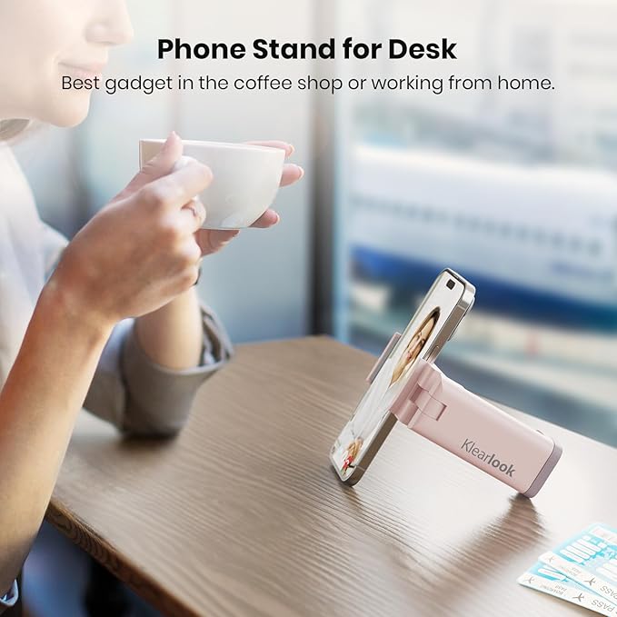 Valentine's Airplane Phone Holder, Klearlook Universal Flight Phone Mount with Multi-Directional 360° Rotation, Travel Must Haves Handsfree Gadgets for Flying, Table, Pink