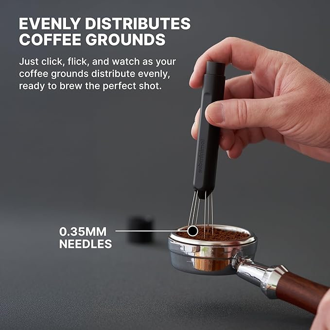 Subminimal Flick WDT Espresso Distribution Tool - Stirrer Tool For Barista-Grade Precision Brewing - Tamper w/Retractable Needles - Coffee & Espresso Machine Parts & Accessories - Coffee Lover Gifts