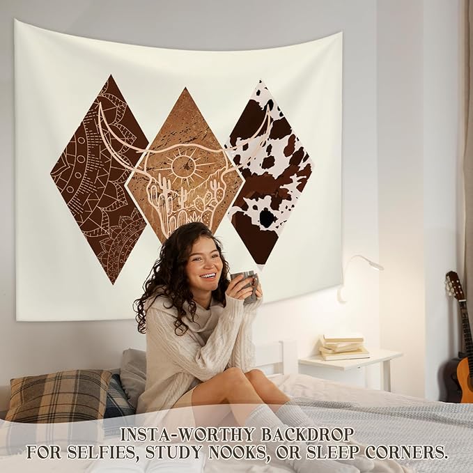 STHTTSW Boho Western Tapestry, West Cowboy Tapestries Wall Blanket, Aztec Southwestern Country Wall Hanging Decor for Living Room Home Bedroom, 50x60 Inch