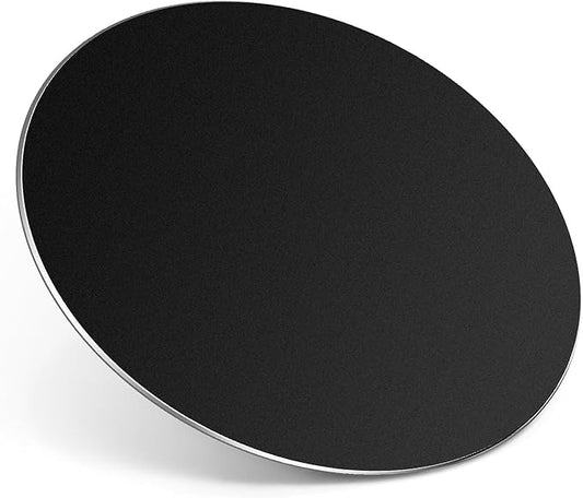 HONKID Metal Aluminum Mouse Pad, Thin Hard Mousepad, Double Sided Waterproof Fast and Accurate Control Mousepad for Laptop, Computer and PC, Office, Round Black