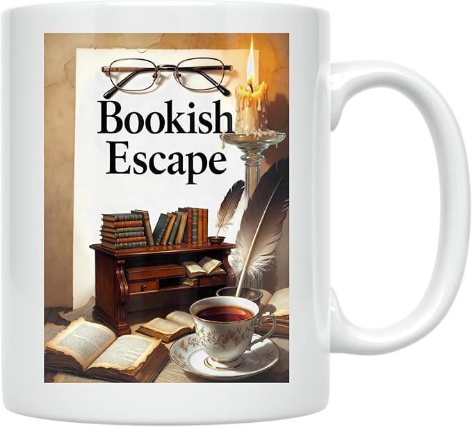 Bookish Escape - Book Lover - 11 oz White Ceramic Coffee Mug - Cozy Aesthetic